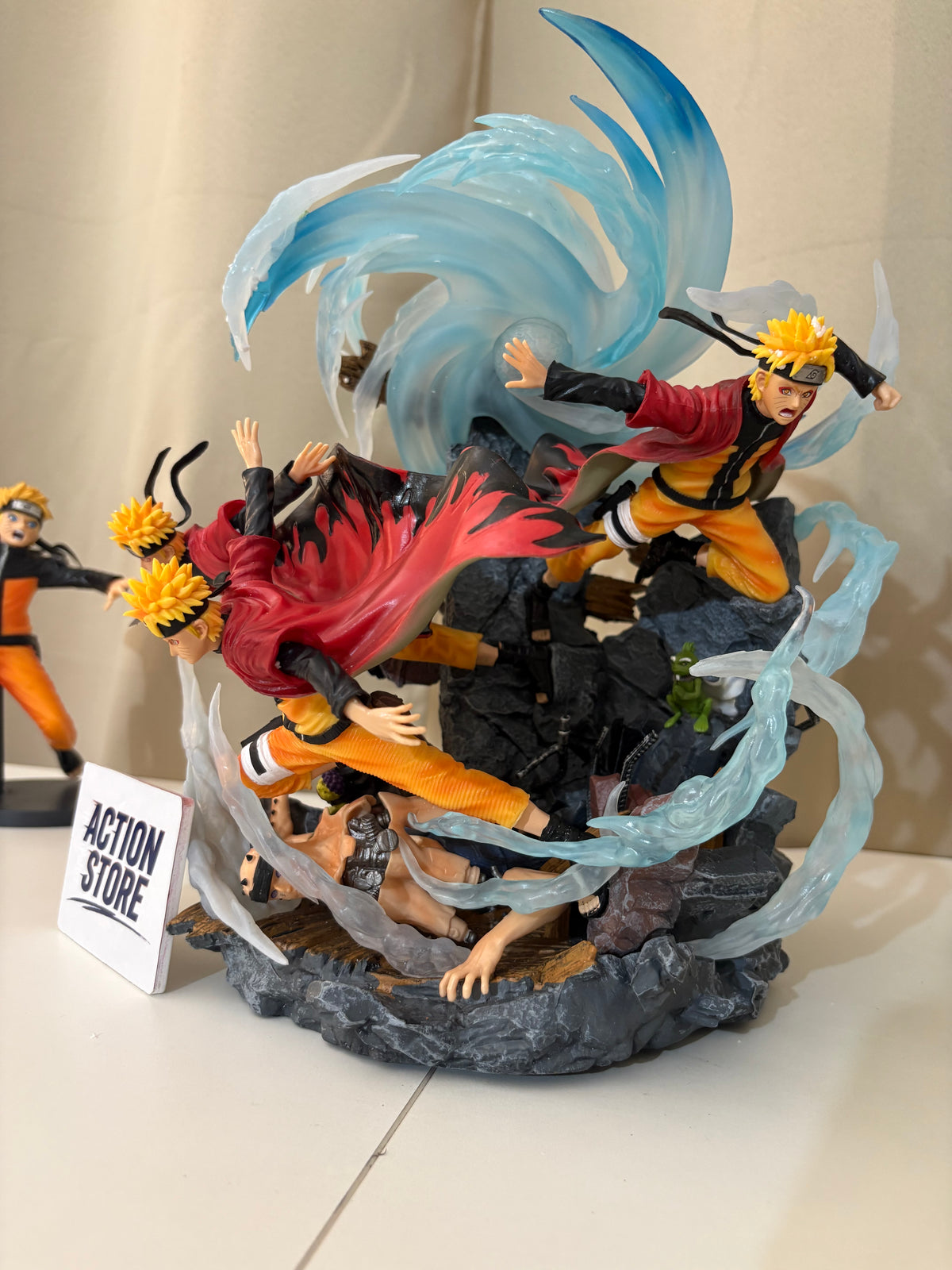 Close-up of Naruto Uzumaki Sage Mode face showing orange eye pigmentation and toad pupil markings